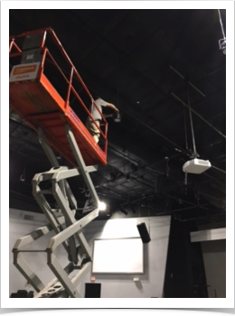 working on the electrical lighting on a commercial site